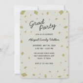 ゴールドとブラックの手描き落書き卒業式招待状 招待状 (裏面)