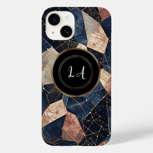 ゴールドとブラックの抽象的な幾何学アート Case-Mate iPhoneケース (裏面)