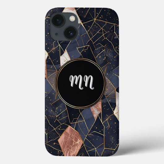 ゴールドとブラックの抽象的な幾何学アート Case-Mate iPhoneケース (裏面)