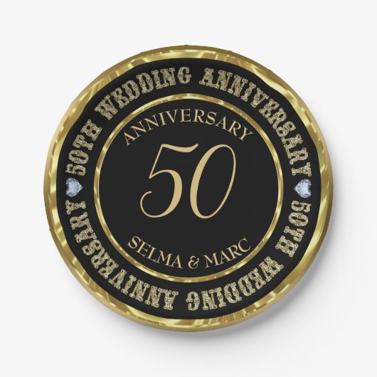 ゴールドとブラックの組み合わせ ペーパープレート (正面)