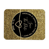 ゴールドとブラックの結婚式 Save The Date マグネット (横)