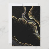 ゴールドとブラックの花をモチーフにした幾何学的なボタニカルウェディング 招待状 (裏面)