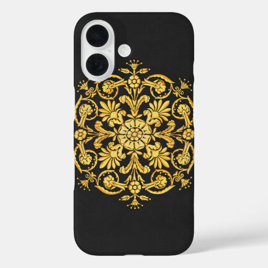 ゴールドとブラックの花柄 Case-Mate iPhoneケース (裏面)