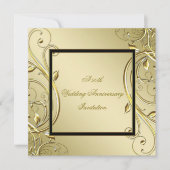 ゴールドとブラックの華やかなデザインの50周年結婚記念日 招待状 (正面)