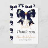 ゴールドとブラックの蝶ネクタイ ウェディングシャワーのお祝い サンキューカード (正面/裏面)