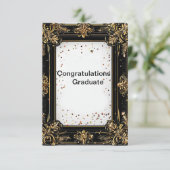 ゴールドとブラックの装飾的な枠 招待状 (スタンド正面)