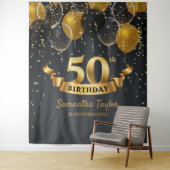 ゴールドとブラックの誕生日バックドロップタペストリーバナー タペストリー (インサイチュ)