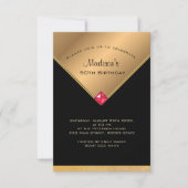 ゴールドとブラックの誕生日 招待状 (正面)