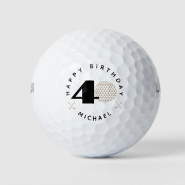ゴールドとブラックの40歳の誕生日ゴルフボール ゴルフボール