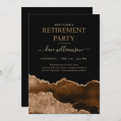 ゴールドとブラックアゲート宝石の退職パーティー招待状 招待状 (正面/裏面)
