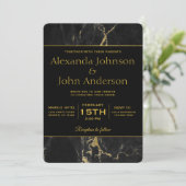 ゴールドとブラック大理石の結婚式招待状 招待状 (スタンド正面)