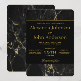 ゴールドとブラック大理石の結婚式招待状 招待状