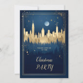 ゴールドとブルーのエレガントなクリスマスパーティー 招待状 (裏面)