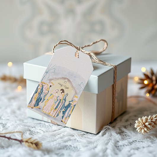 ゴールドとブルーのクリスマス生誕祭 ギフトタグ