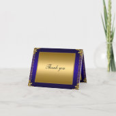 ゴールドとブルーの感謝カード あなただけのメッセージを添えて サンキューカード (正面)
