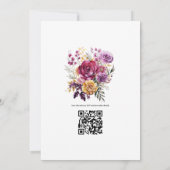 ゴールドとプラムワインの花モチーフの秋のウェディング 招待状 (裏面)