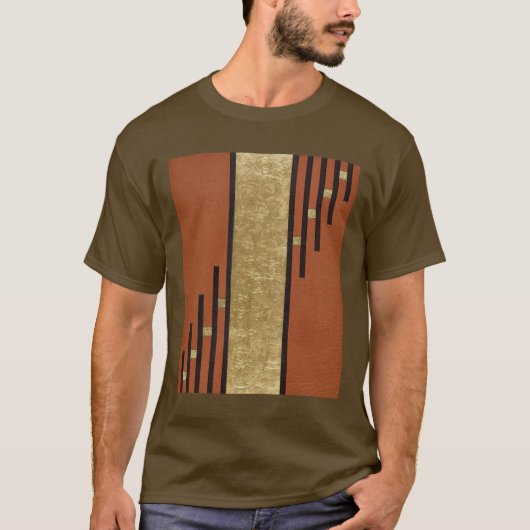 ゴールドとベージュのアールデコ調 Tシャツ (正面)