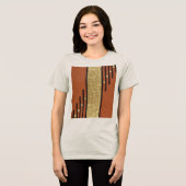 ゴールドとベージュのアールデコ トライブレンドTシャツ (正面全面)