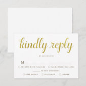 ゴールドとホワイトのアニバーサリー返信カード(食事選択付き) 招待状 (正面/裏面)