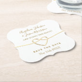 ゴールドとホワイトのウェディングセーブザデートを結ぶ ペーパーコースター (アングル)