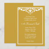 ゴールドとホワイトのエレガントなフォーマルプロムダンスボール 招待状 (正面/裏面)