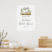 ゴールドとホワイトのカボチャ 秋のブライダルシャワー歓迎 ポスター (キッチン)