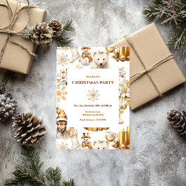 ゴールドとホワイトのクリスマスシンボル 招待状