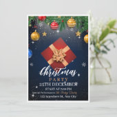 ゴールドとホワイトのクリスマスパーティーフライヤー招待状 招待状 (スタンド正面)