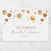 ゴールドとホワイトのグリッター ブライダルシャワー スパークリングワインラベル (シングルラベル)