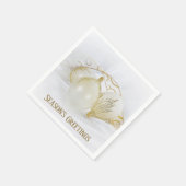 ゴールドとホワイトのグリッター ホリデー オーナメント ナプキン スタンダードカクテルナプキン (角)