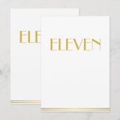 ゴールドとホワイトのグレートギャツビー結婚式テーブルカード 招待状 (正面/裏面)