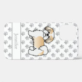 ゴールドとホワイトのシベリアン・シェパード・カートゥーン犬+名前 Case-Mate iPhoneケース (裏面 (横))
