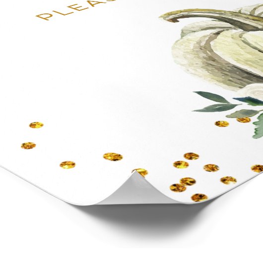 ゴールドとホワイトのパンプキンパーティーフェアのサイン ポスター (角)