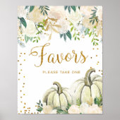 ゴールドとホワイトのパンプキンパーティーフェアのサイン ポスター (正面)