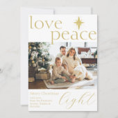 ゴールドとホワイトのフラット写真ホリデーカード シーズンカード (正面)