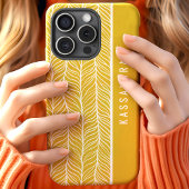 ゴールドとホワイトのヘリンボーン オーダーメイドネーム Case-Mate iPhoneケース
