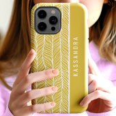 ゴールドとホワイトのヘリンボーン オーダーメイドネーム Case-Mate iPhoneケース