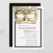 ゴールドとホワイトのマスカレードパーティーの招待状 招待状 (正面/裏面)
