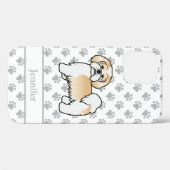 ゴールドとホワイトのラサ・アプソのキャラクター犬と名前 Case-Mate iPhoneケース (裏面 (横))