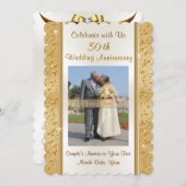 ゴールドとホワイトの写真 50周年 説明会招待状 招待状 (正面/裏面)