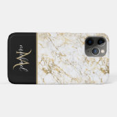 ゴールドとホワイトの大理石とブラックのモノグラムの高級感 Case-Mate iPhoneケース (裏面(横))