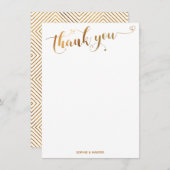 ゴールドとホワイトの感謝のカリグラフィー ハート付き サンキューカード (正面/裏面)