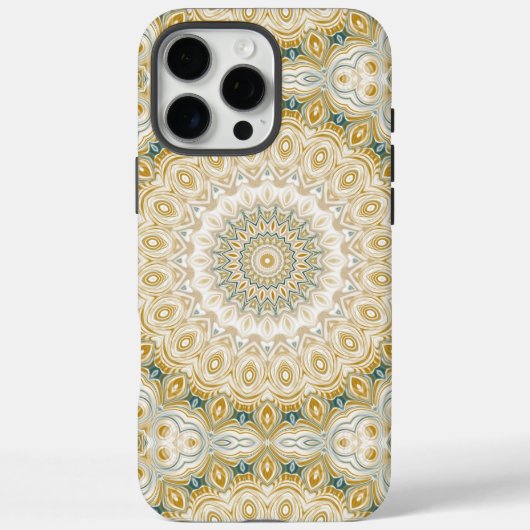 ゴールドとホワイトの曼荼羅柄にテールアクセント Case-Mate iPhoneケース (裏面)