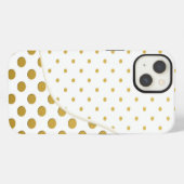 ゴールドとホワイトの水玉模様 iPhoneケース (裏面横)