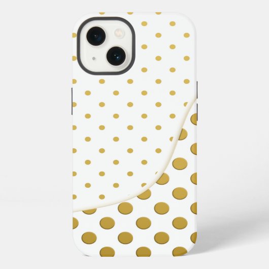 ゴールドとホワイトの水玉模様 iPhoneケース (裏面)