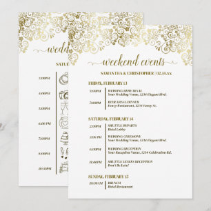 ゴールドとホワイトの華やかな結婚式イベント&タイムライン プログラム