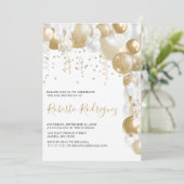 ゴールドとホワイトの誕生日パーティー招待状 招待状 (スタンド正面)