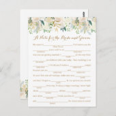 ゴールドとホワイトフラワーのウェディングアドバイスカード ポストカード (正面/裏面)