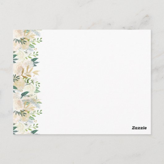 ゴールドとホワイトフラワーのウェディングアドバイスカード ポストカード (裏面)