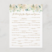 ゴールドとホワイトフラワーのウェディングアドバイスカード ポストカード (正面)